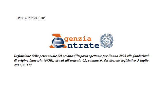 Fondazioni di origine bancaria: credito d'imposta poco oltre il 30 per cento per le spese del 2023
