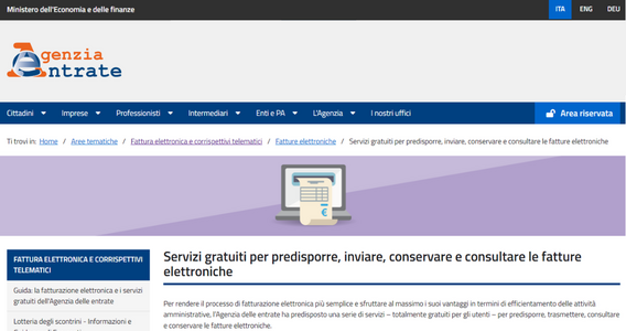 Fatture elettroniche disponibili automaticamente online sul sito dell'Agenzia delle Entrate