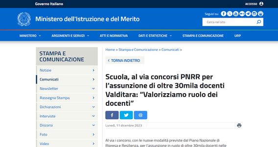 Concorso scuola 2023: pubblicati i bandi per oltre 30.000 docenti, domande entro il 9 gennaio