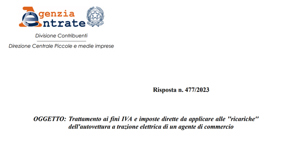Agenti di commercio, ricarica auto elettrica come carburante: detrazione IVA piena