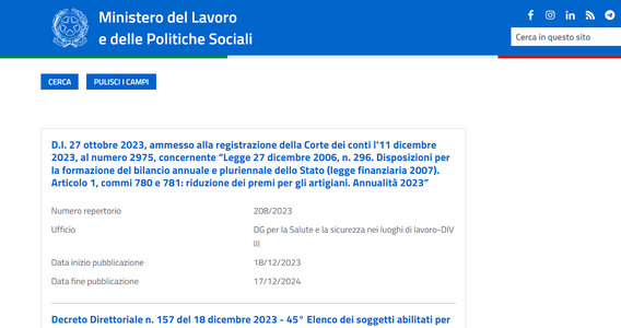 Premi INAIL 2023: riduzione al 4,99 per cento per gli artigiani