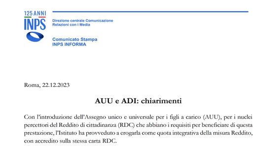 La domanda per l'assegno di inclusione non comporta l'erogazione automatica dell'assegno unico
