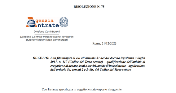 Enti filantropici e attività di finanziamento: commerciale o no? Risponde l'AdE