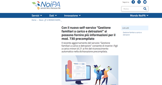 NoiPA, familiari a carico e detrazioni: entro il 18 gennaio l'invio dei dati per il 730 precompilato 2024