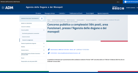 Concorso Agenzia delle Dogane: bando per 564 funzionari, domanda entro il 12 marzo 2024