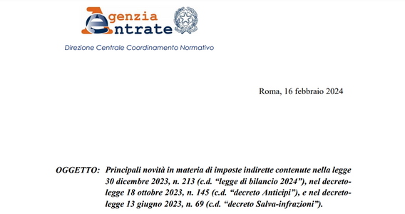 Novità fiscali 2024, IVA, IVAFE e imposta di registro: la circolare dell'Agenzia delle Entrate