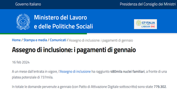 Assegno di inclusione, respinte oltre 180.000 domande: dal 27 febbraio parte la richiesta di riesame