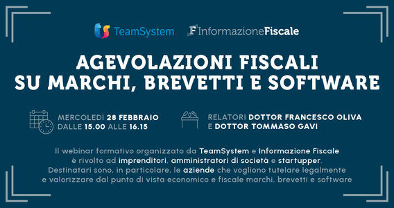 Agevolazioni fiscali su marchi, brevetti e software: il webinar del 28 febbraio