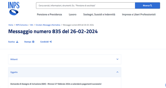 Assegno di inclusione: dall'INPS il calendario dei prossimi pagamenti