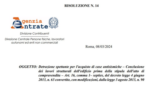 Sismabonus acquisti: agevolazione anche con lavori di finitura non terminati al momento dell'acquisto
