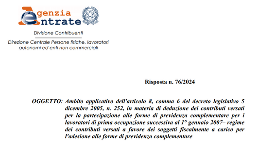 Contributi per familiari a carico nell'ulteriore plafond di deducibilità
