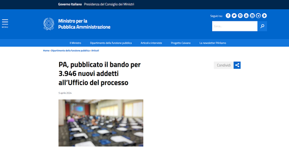 Assunzioni Ministero della Giustizia: concorso per 3.946 addetti all'Ufficio per il processo