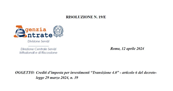 Transizione 4.0: bloccata la compensazione dei crediti d'imposta