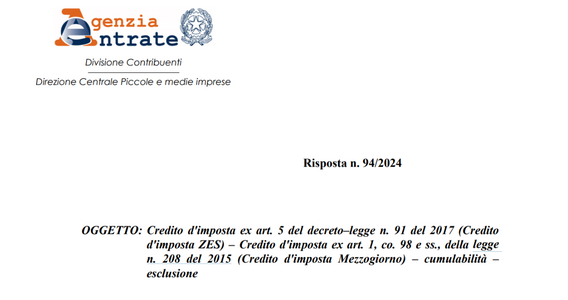 Bonus Sud e credito d'imposta ZES non cumulabili: rientrano in un'unica agevolazione