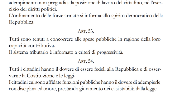 L'articolo 53 della Costituzione