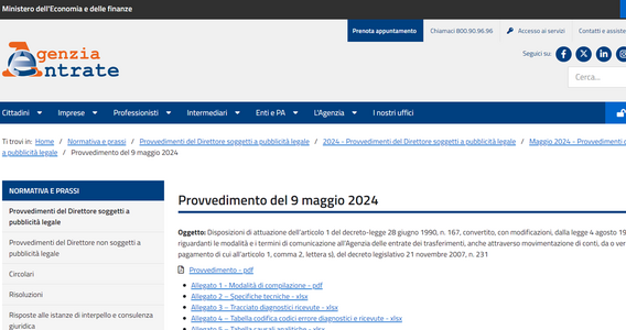 Monitoraggio fiscale degli intermediari: il provvedimento dell'Agenzia delle Entrate
