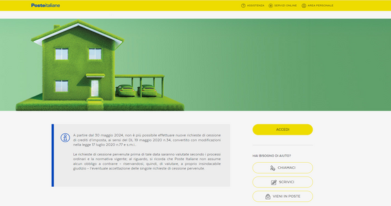 Stop alla cessione del credito con Poste Italiane dal 30 maggio