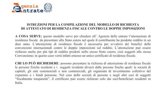 Attestazione di residenza fiscale contro le doppie imposizioni: cos'è e a cosa serve