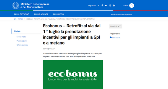 Ecobonus Retrofit: domanda dal 1° luglio per incentivi su impianti GPL e a metano
