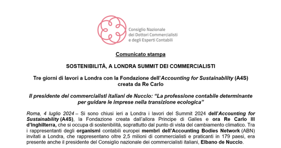 Commercialisti, a Londra il summit per la sostenibilità