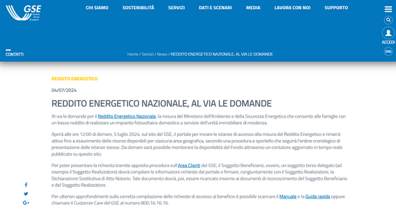 Reddito energetico: esaurite le risorse per le regioni del Mezzogiorno