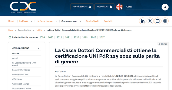 Parità di genere: la CDC ottiene la certificazione UNI PdR 125:2022