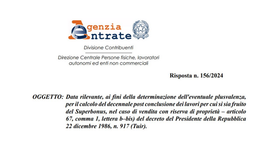 Plusvalenze superbonus: come calcolare i 10 anni nel caso di vendita con riserva di proprietà