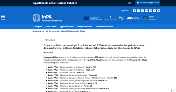 Concorso Ministero della Difesa: 1.100 assunzioni, domanda in scadenza