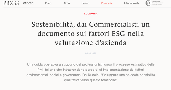 Fattori ESG nella valutazione d'azienda: il documento per i commercialisti sulla sostenibilità