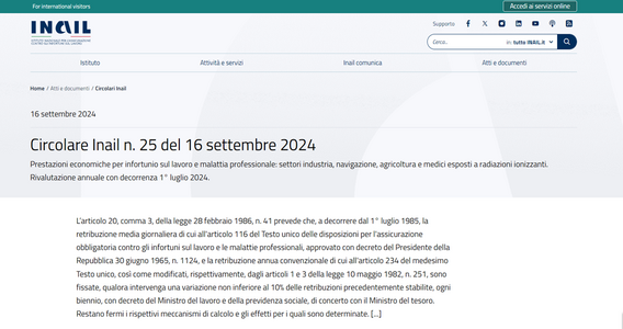 Infortunio e malattia per industria e agricoltura: rivalutata la rendita INAIL