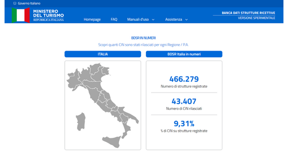 Piattaforma BDSR per la richiesta del Codice CIN operativa in tutte le Regioni