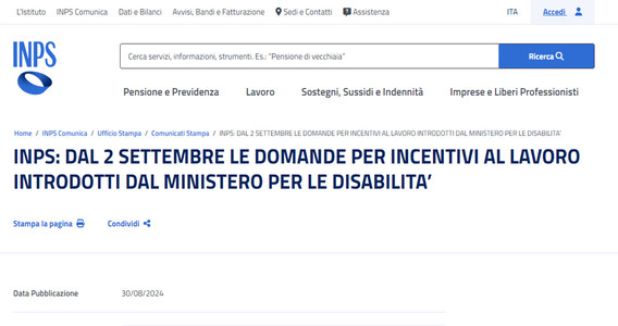 Bonus assunzione disabili under 35, domande al via dal 2 settembre