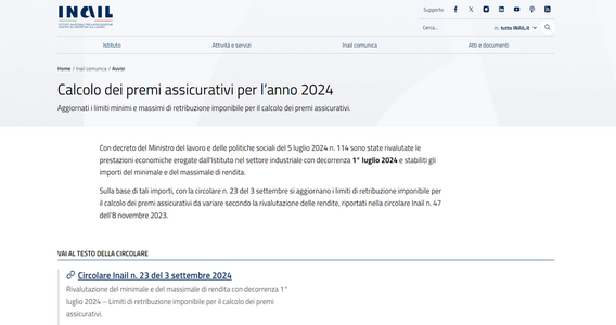 Premi INAIL 2024: rivalutati minimali e massimali di rendita per il calcolo