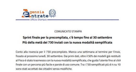 Modello 730/2024: poco più di metà delle dichiarazioni inviate con modalità semplificata