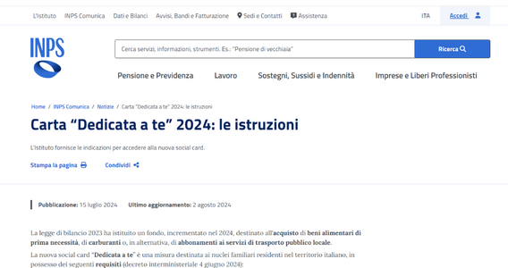 Carta dedicata a te 2024, INPS: nessuna domanda o invio di dati, attenzione alle truffe via mail
