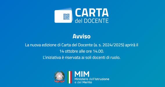 Carta del docente 24/25: piattaforma di nuovo attiva dal 14 ottobre