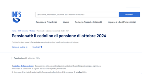 Cedolino pensione ottobre 2024: sul portale INPS dati su trattenute e rimborsi