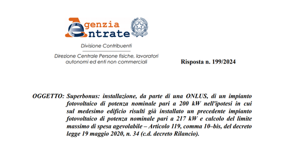 Superbonus ONLUS: agevolazione al 110 per cento e sconto in fattura per l'installazione del fotovoltaico