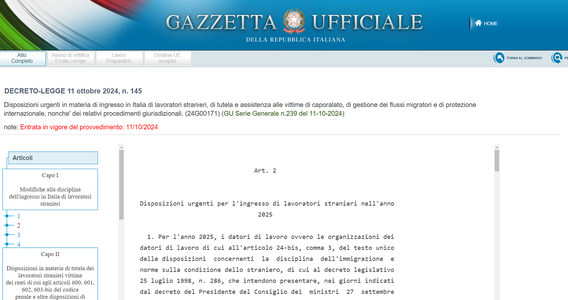 Decreto flussi: precompilazione della domanda dal 1° novembre 2024