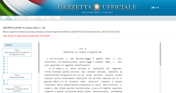 ZES Unica Sud: nella comunicazione integrativa anche l'aumento degli investimenti