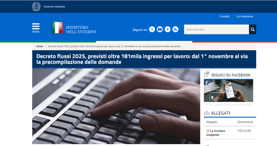 Decreto flussi 2025, domanda online da novembre: la circolare con le istruzioni e le date dei click day
