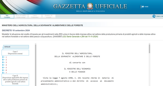 Credito d'imposta ZES in agricoltura: domande dal 20 novembre 2024