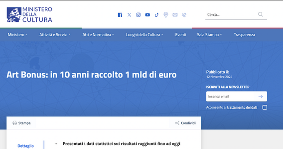 L'Art bonus compie 10 anni: oltre un miliardo di euro raccolti