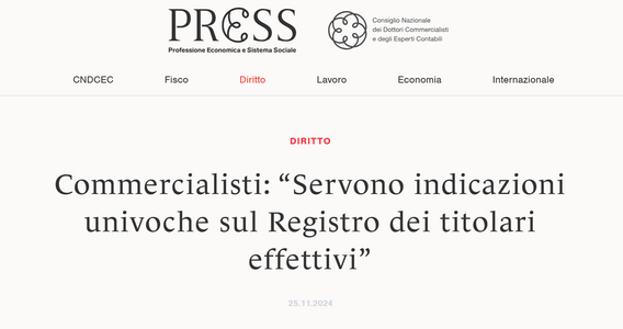 Registro dei titolari effettivi, dal CNDCEC la richiesta di sospensione totale