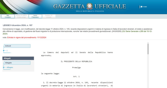 Decreto Flussi: le principali novità della legge di conversione in Gazzetta Ufficiale