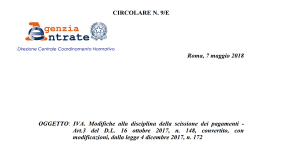 Split payment: tutte le novità nella circolare 9/E del 7 maggio 2018