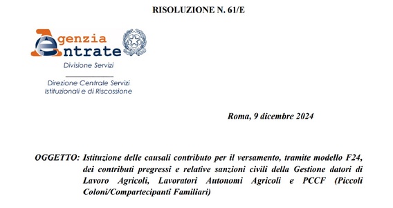 Lavoratori agricoli: nuove causali per la riscossione dei contributi pregressi
