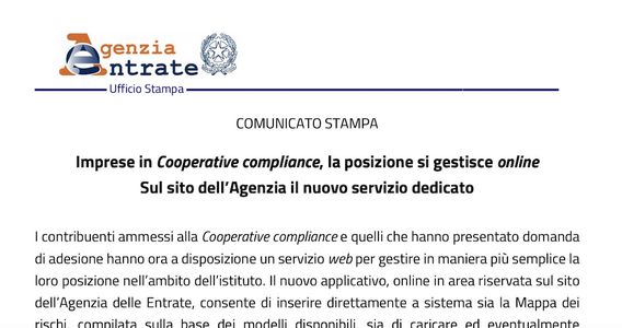 Cooperative compliance: dalle Entrate un nuovo servizio online per la gestione dei documenti