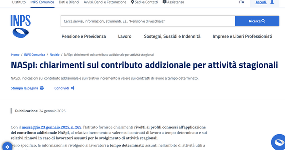 Per quali attività stagionali va versato il contributo NASpI?