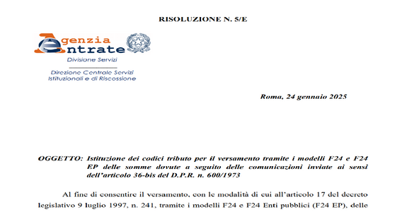 Avvisi bonari e controlli automatici: nuovi codici tributo per i versamenti parziali